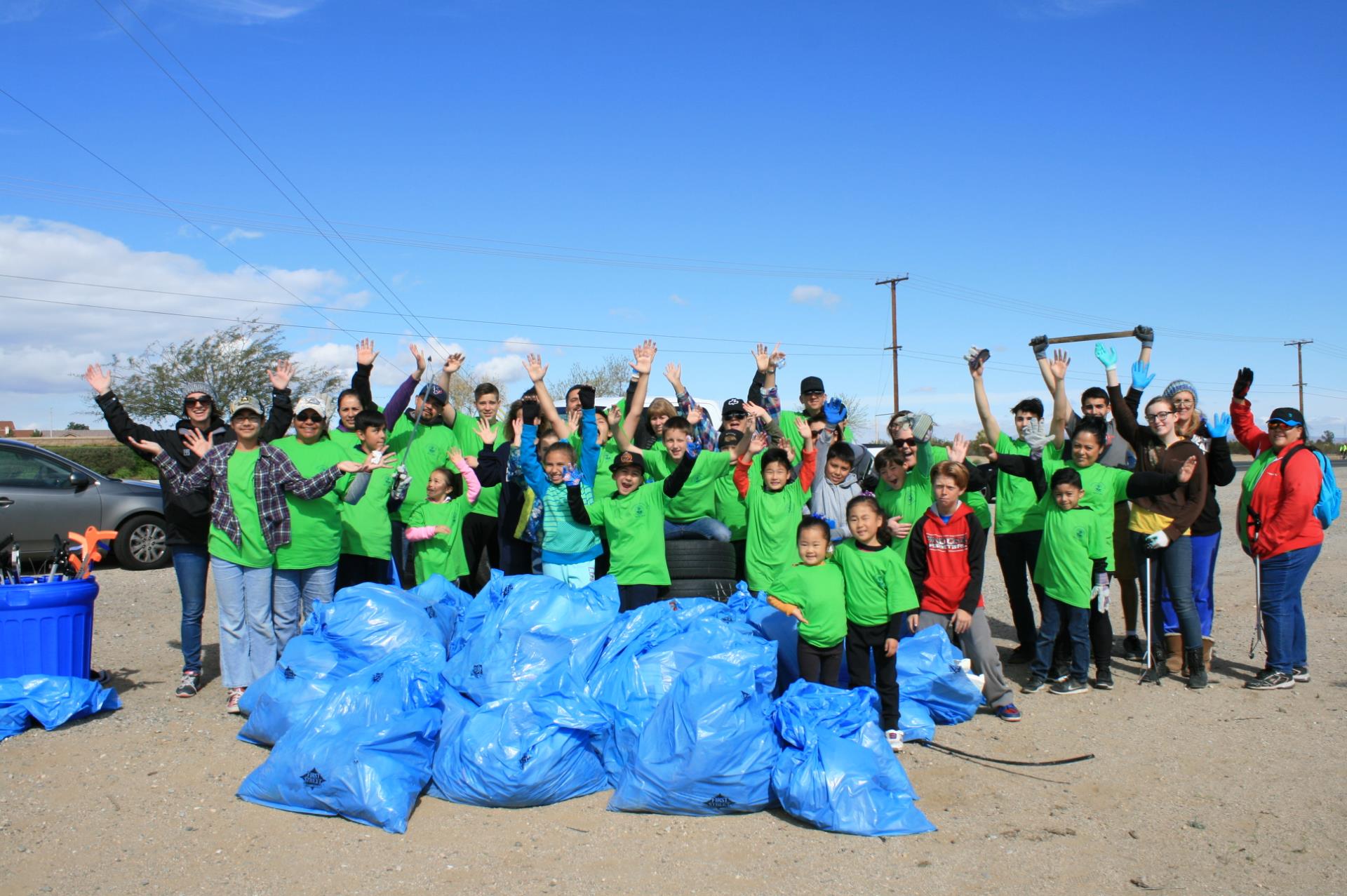 Group of volunteers helping with community clean up