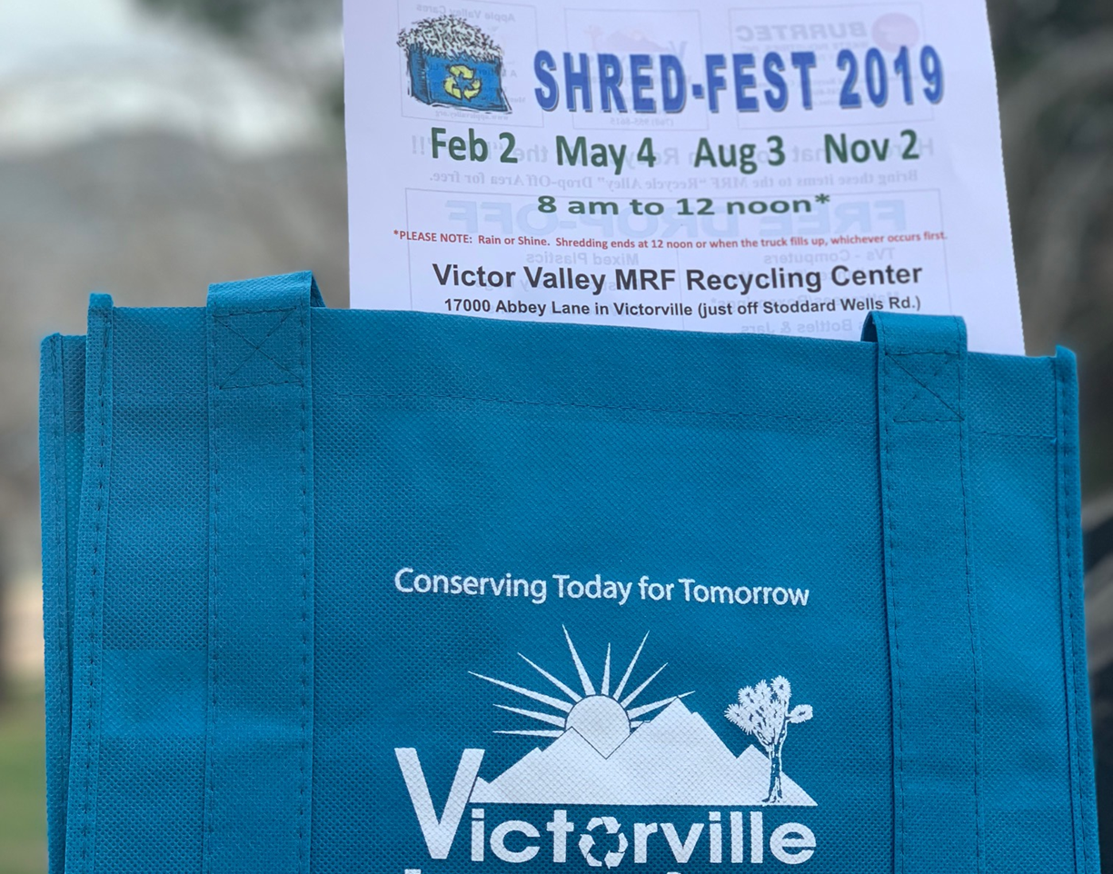 Blue Bag with 2019 Shred Fest Flier