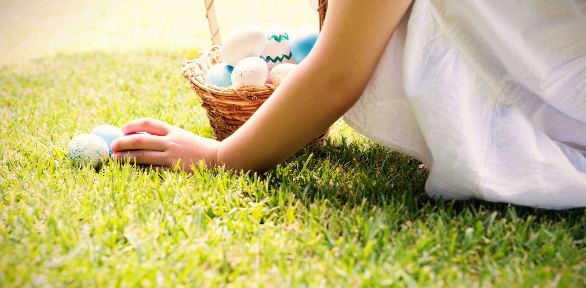 Little Girl Collecting Easter Eggs