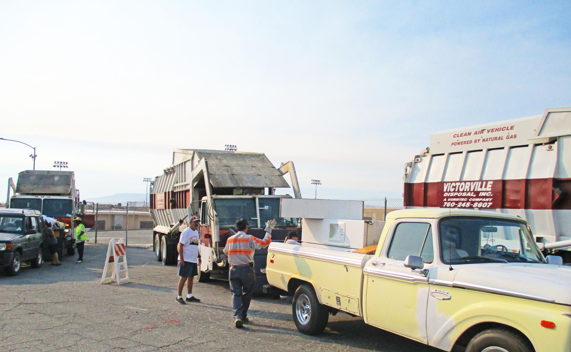 Truck off-loading items at Free Dump Day